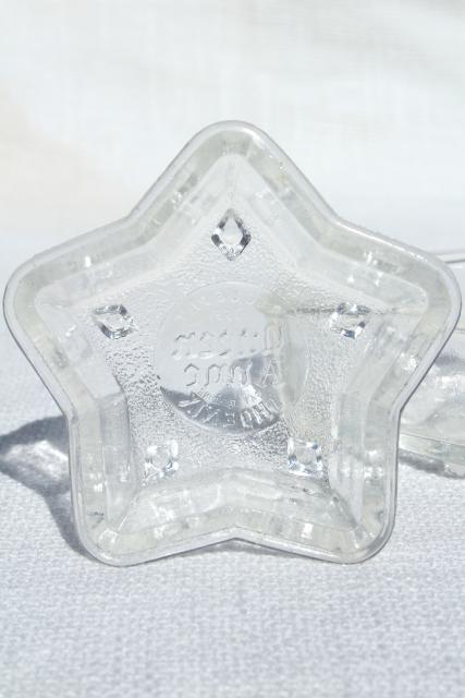 vintage Glasbake Queen Anne star shaped baking pans / jello molds, clear Pyrex type glass