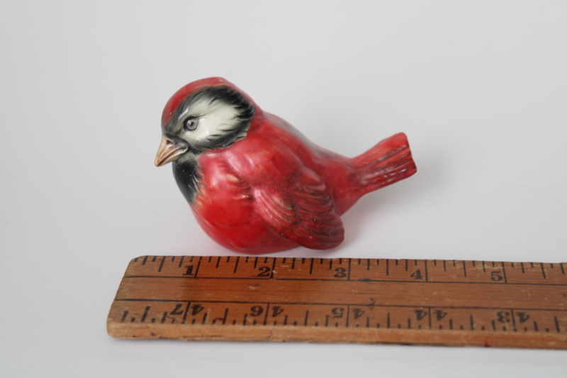 vintage Goebel W Germany red cardinal sparrow bird figurine, hand painted china Christmas decoration