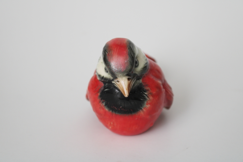 vintage Goebel W Germany red cardinal sparrow bird figurine, hand painted china Christmas decoration