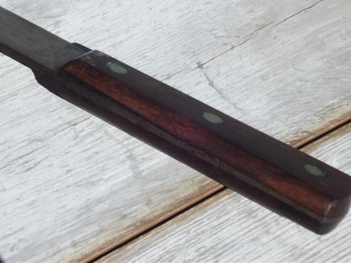 vintage Green River butcher knife, huge old full tang forged steel blade