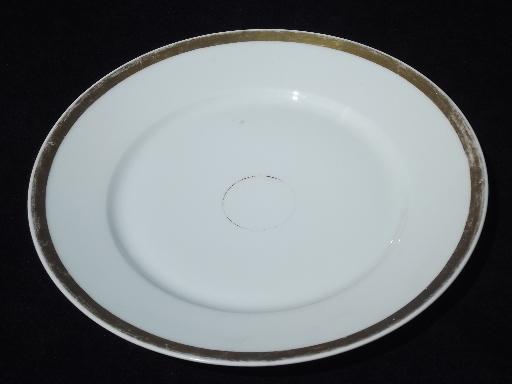 vintage Haviland Limoges china dinner plates, white w wide gold band