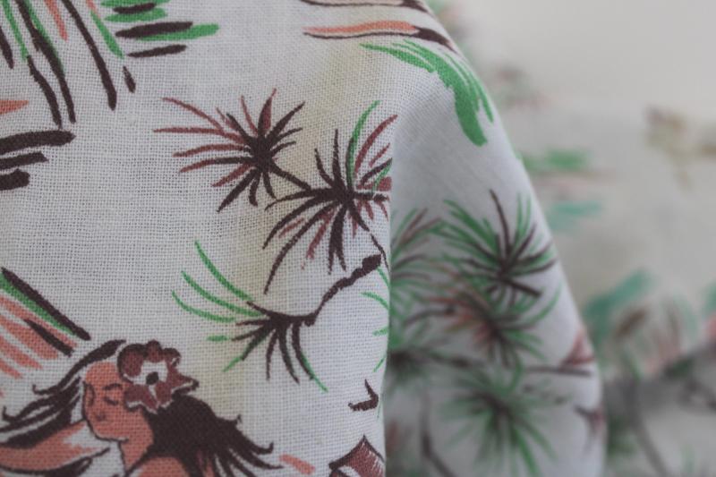vintage Hawaiian print cotton feedsack fabric, tropical paradise Hawaii or Tahiti?