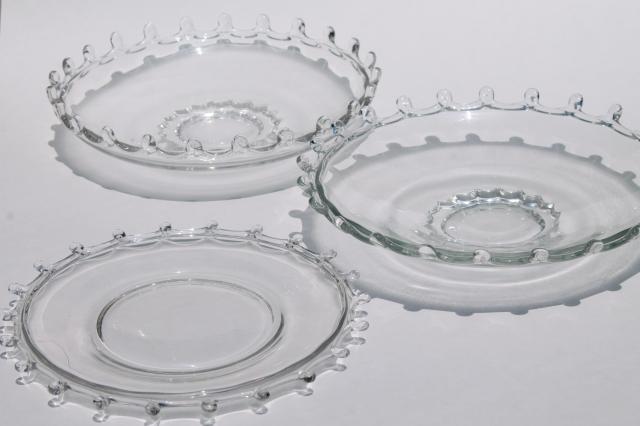 vintage Heisey Lariat serving bowls & plate, crystal clear elegant glass