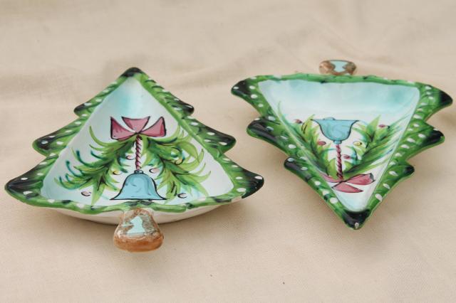 vintage Holt Howard - Japan hand-painted ceramic Christmas tree dishes 