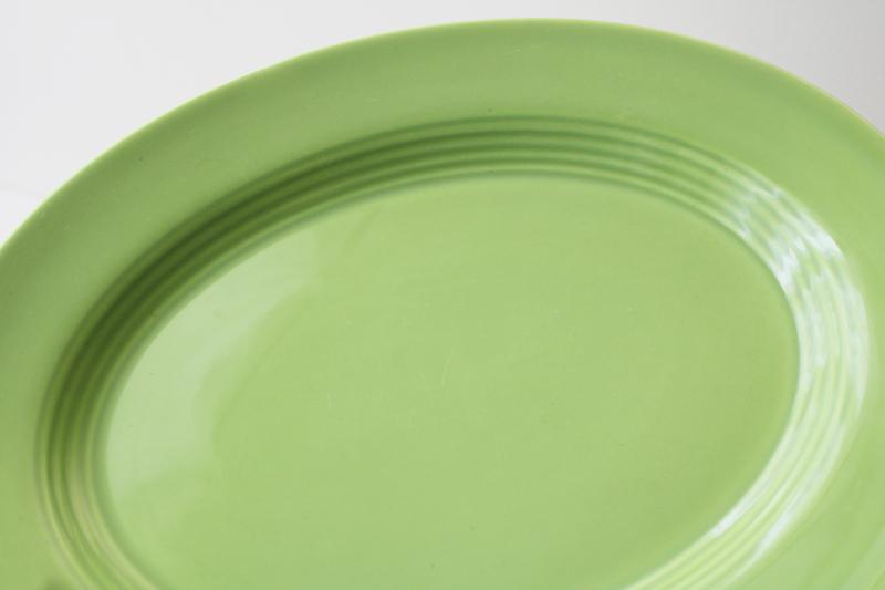 vintage Homer Laughlin Harlequin unmarked pottery dinnerware, chartreuse green platter