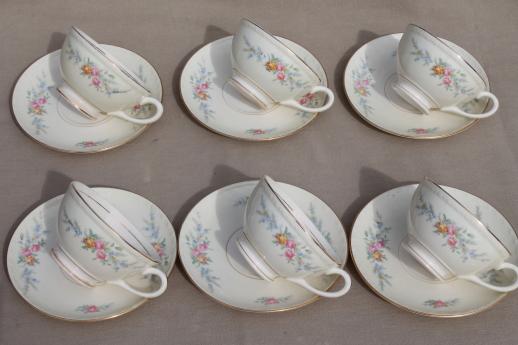 vintage Homer Laughlin china Cashmere floral Eggshell Georgian cups & saucers