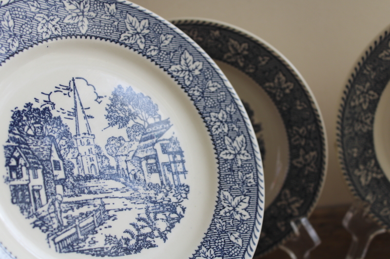 vintage Homer Laughlin china blue  white Shakespeare Country salad or pie plates
