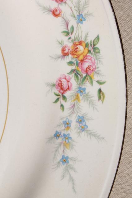 vintage Homer Laughlin eggshell Nautilus china dinner plates, Cashmere pattern floral