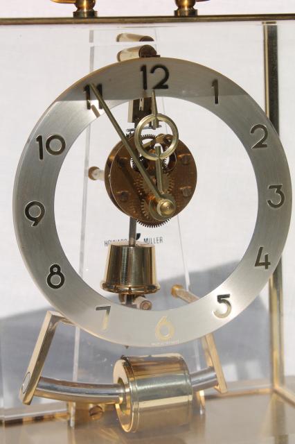 vintage Howard Miller brass carriage clock w/ mystery pendulum Germany 