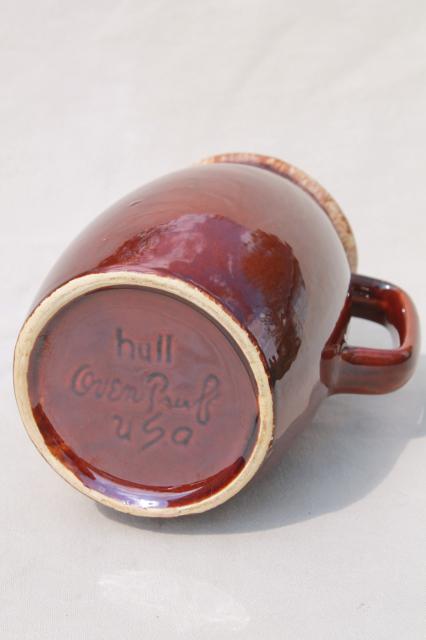 vintage Hull Oven Proof pottery brown drip glaze stoneware milk jug pitcher