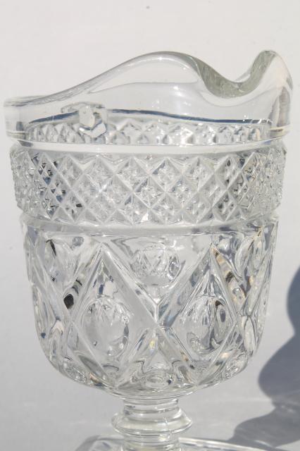 vintage Imperial Cape Cod crystal clear glass cream & sugar set, water stem creamer open sugar bowl
