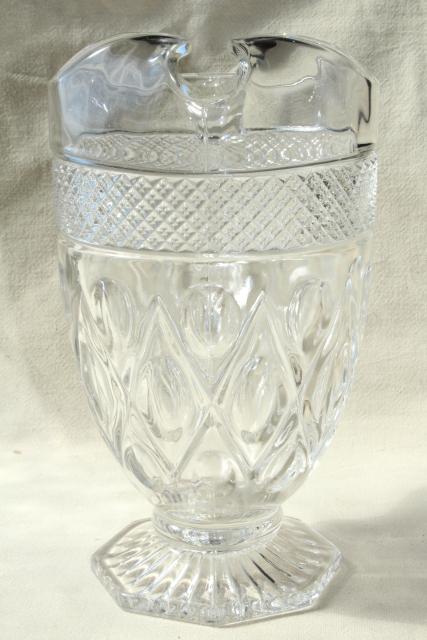 vintage Imperial Cape Cod ice lip pitcher, heavy crystal clear pressed glass