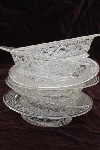 vintage Imperial Cape Cod rimmed bowls, crystal clear glass cereal / fruit bowl set of 6