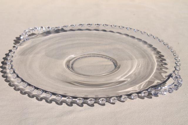 vintage Imperial candlewick glass cake plate, round platter or serving tray