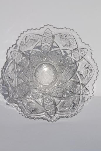 vintage Imperial glass punch set, Whirling Star pattern pressed glass in the style of cut glass