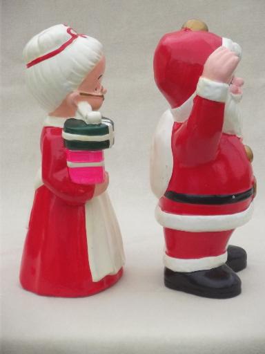 vintage Inarco ceramic Christmas decorations, large Santa & Mrs Claus