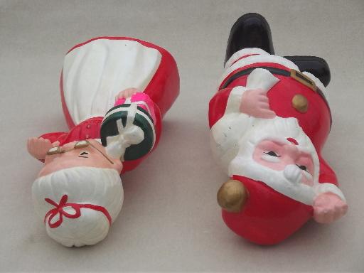vintage Inarco ceramic Christmas decorations, large Santa & Mrs Claus
