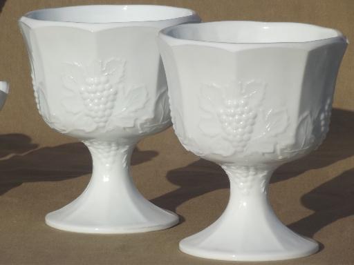 vintage Indiana milk glass florist lot flower vases bowls & candle holders