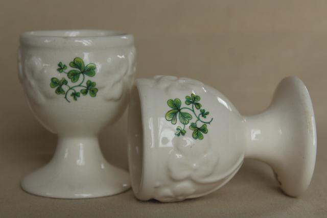 vintage Irish Carrigcraft pottery County Cork, egg cups souvenir of Belfast Ireland