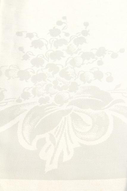 vintage Irish linen damask banquet tablecloth & napkins w/ original Ireland labels