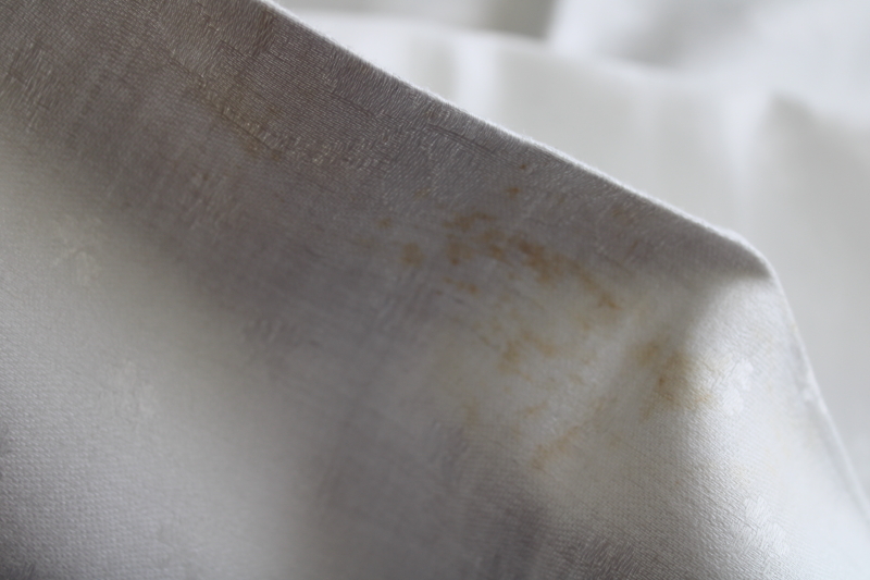vintage Irish linen tablecloth, shamrocks clover pattern damask fabric