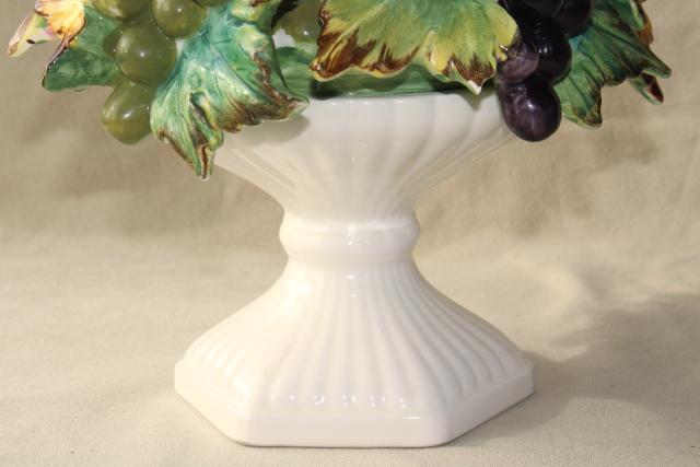 vintage Italian ceramic grapes fruit pyramid, table centerpiece obelisk tower topiary