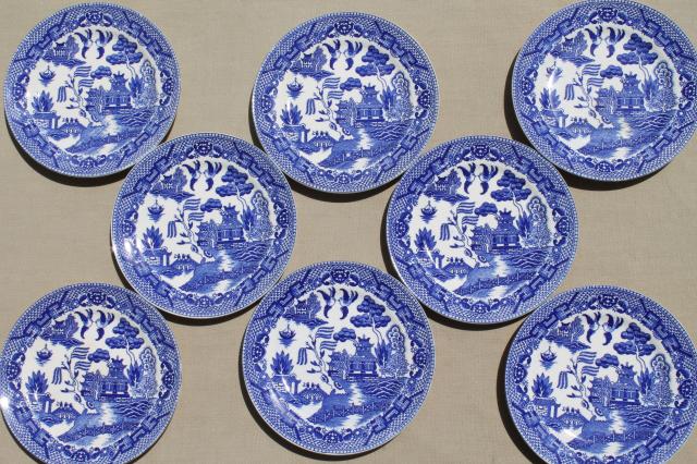 vintage Japan blue willow china bread & butter or dessert plates set of 8