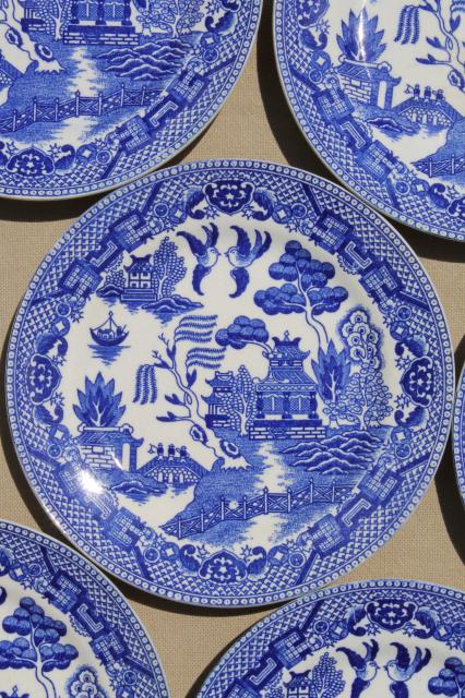 vintage Japan blue willow china bread & butter or dessert plates set of 8