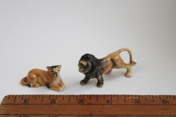 vintage Japan bone china miniature animals pair of lions, lion  lioness figurines