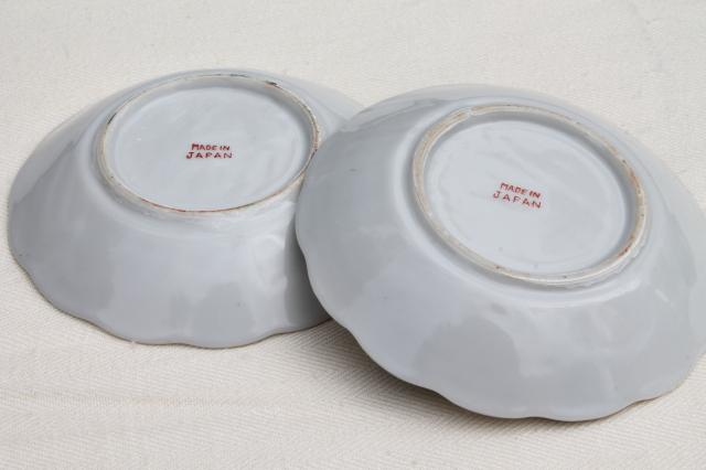 vintage Japan hand-painted china fruit bowls, camellia tea flower or rose