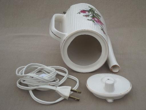 vintage Japan moss rose china electric teapot, 2-3 cup pot for hot water
