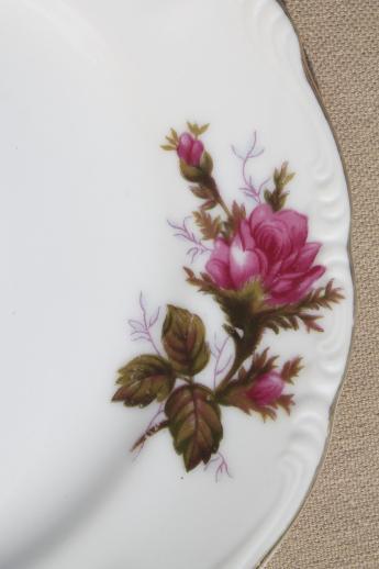 vintage Japan moss rose china plates, tea service cake plates set of four