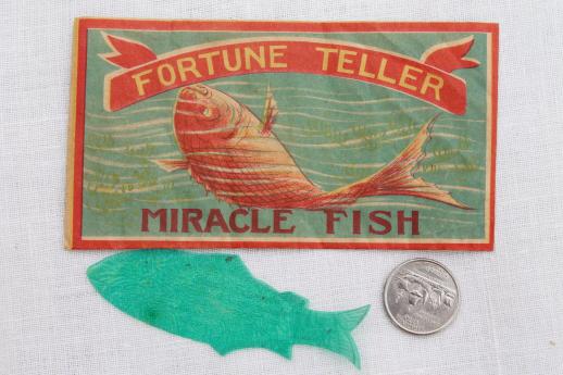 vintage Japan paper novelty, Miracle Fish fortune telling party game toy