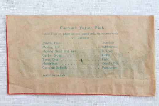 vintage Japan paper novelty, Miracle Fish fortune telling party game toy