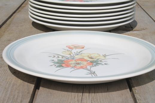 vintage Japan stoneware, Country Glen Sunny Meadows floral dinner plates 
