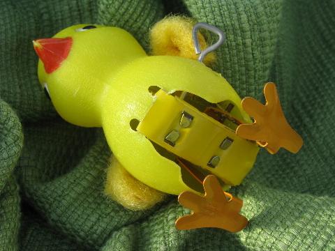 vintage Japan wind-up yellow chick toy for Easter basket or decoration