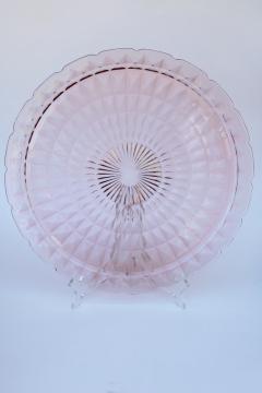vintage Jeannette Windsor pattern pink depression glass big cake plate or serving tray 