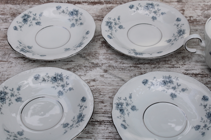 vintage Johann Haviland Blue Garland pattern china cups saucers set of 6, never used