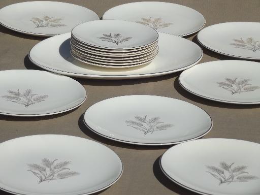 vintage Knowles golden wheat china, gold wheat sheaf platter & plates