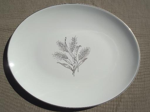 vintage Knowles golden wheat china, gold wheat sheaf platter & plates