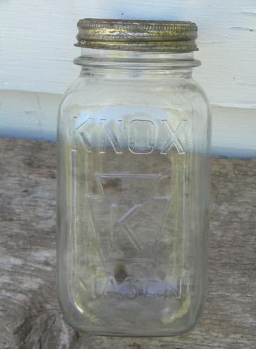 vintage Knox 1 qt mason canning jar with keystone graphic for storage