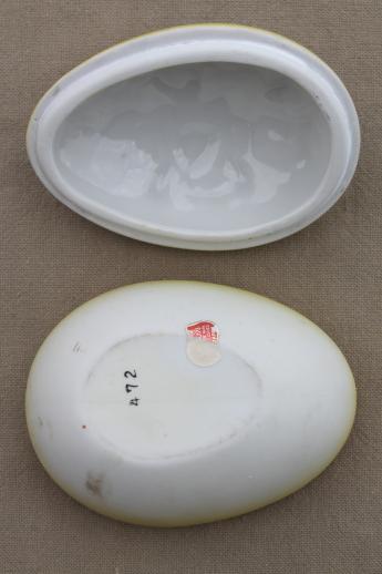 vintage Lefton china Easter egg box, hand-painted bisque porcelain