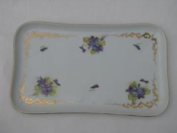 vintage Lefton hand painted china dresser or vanity tray