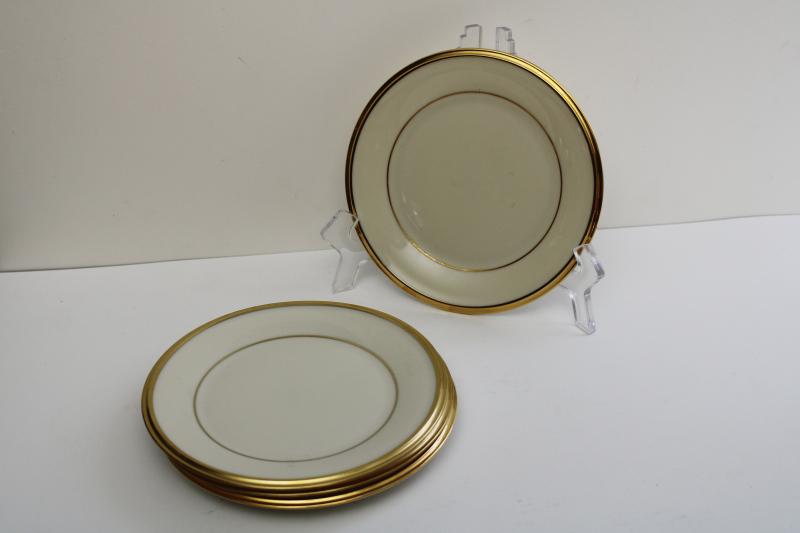 vintage Lenox Eternal bread & butter plates, ivory china plain gold bands