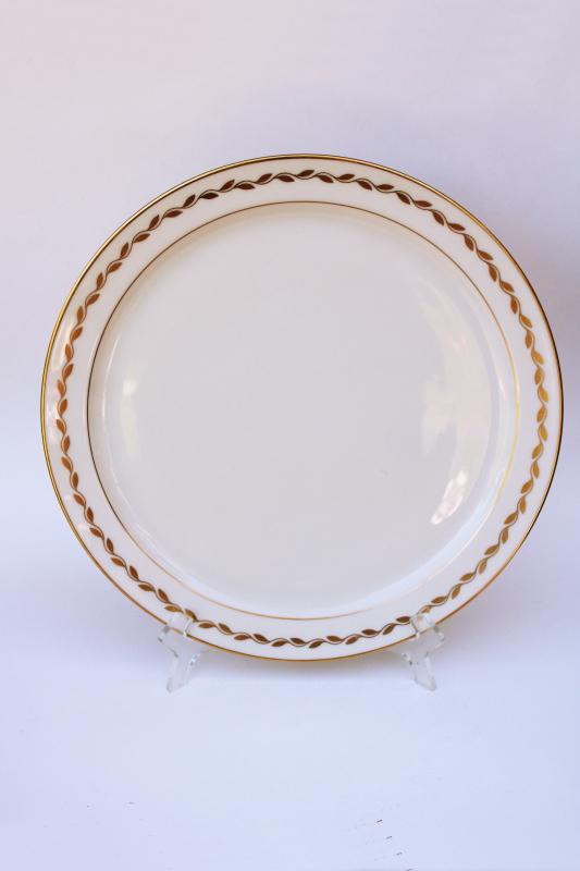 vintage Lenox china cake or torte plate, golden wreath laurel on ivory porcelain 