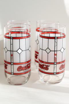 vintage Libbey glass Coke glasses, Coca-Cola window pattern advertising