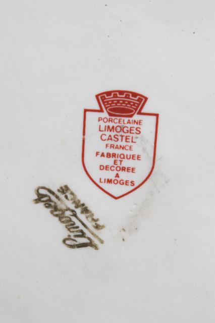 vintage Limoges china candle holder, finger ring chamber candlestick handpainted & signed
