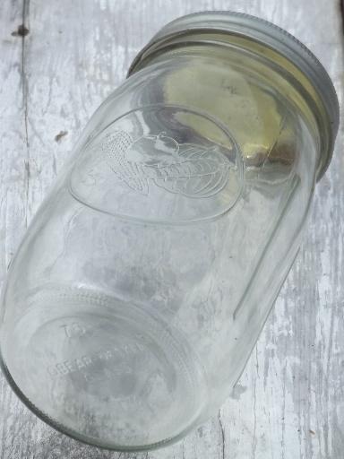vintage LongLife widemouth canning jar, Long Life glass mason jar