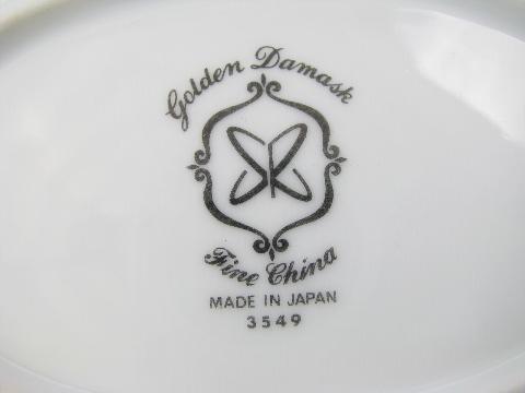 vintage Made in Japan fine china, Golden Damask oval vegetable bowl & platter