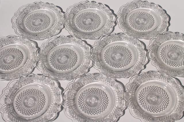 vintage Mayfair Federal glass plates, clear depression glass small dessert plate set of 10